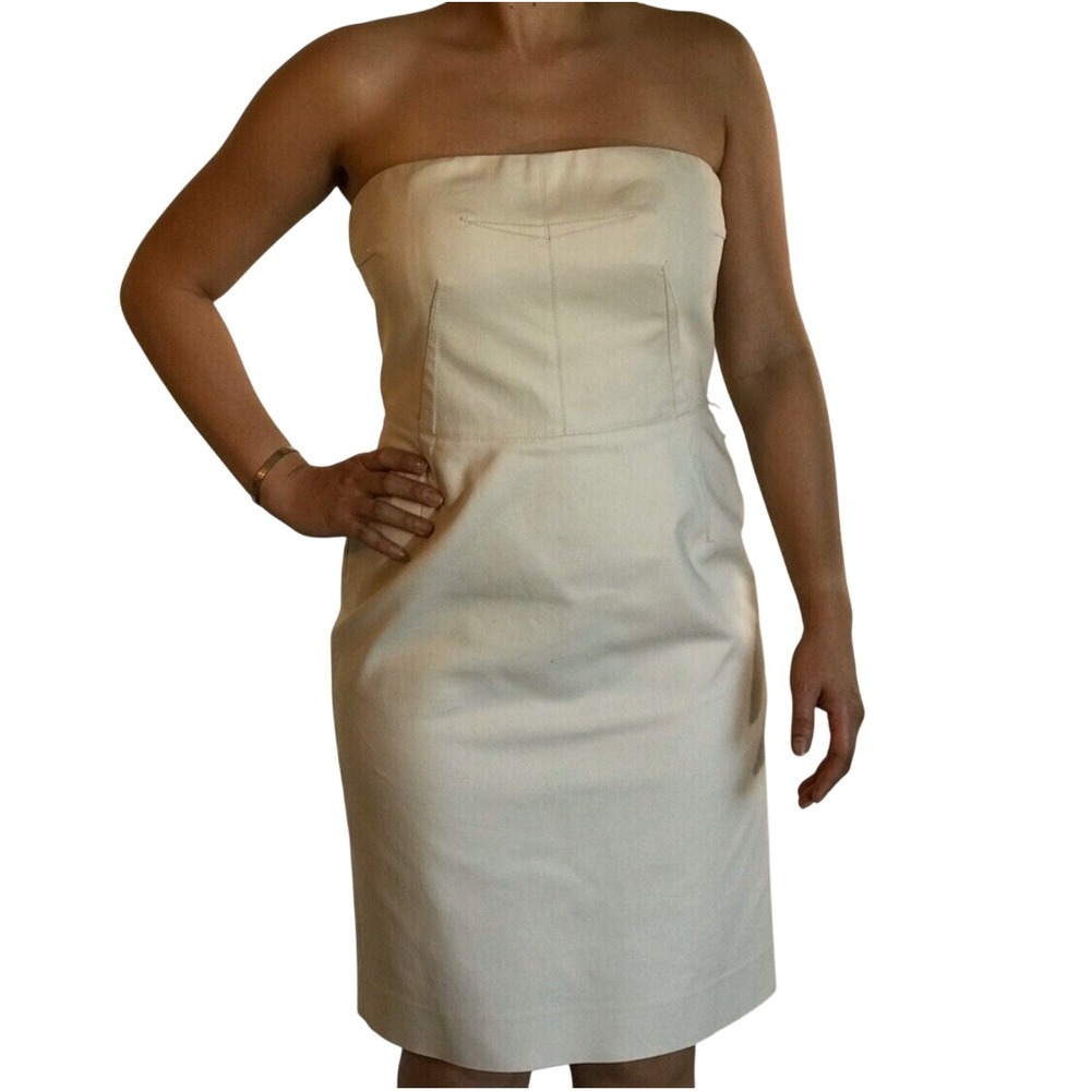 MICHAEL Michael‎ Kors cream strapless dress